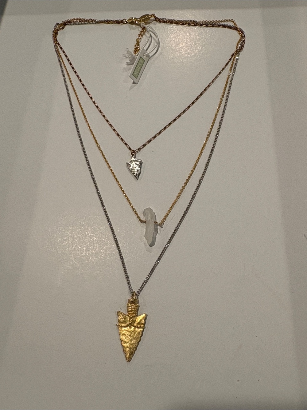 a.v max Layered Gold and Silver Arrowhead Pendant Necklace NWT